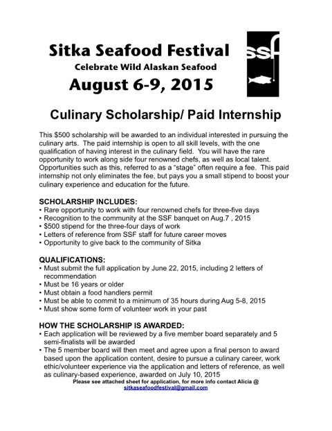 culinary scholarship description